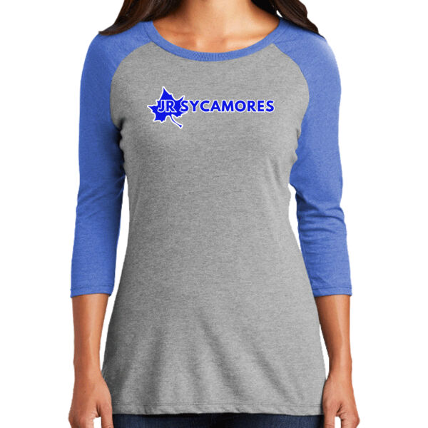 Jr. Sycamores Design 1 on a District ® - Women's Perfect Tri ® 3/4 Sleeve Raglan Thumbnail