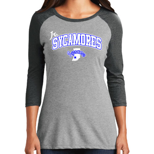 Jr. Sycamores Design 2 on a District ® - Women's Perfect Tri ® 3/4 Sleeve Raglan Thumbnail