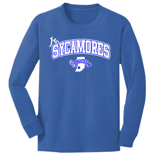 Jr. Sycamores Design 2 on a Port & Co. ® - Youth Long Sleeve Core Cotton Tee Thumbnail