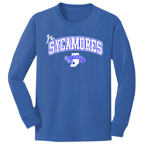 Jr. Sycamores Design 2 on a Port & Co. ® - Youth Long Sleeve Core Cotton Tee Thumbnail