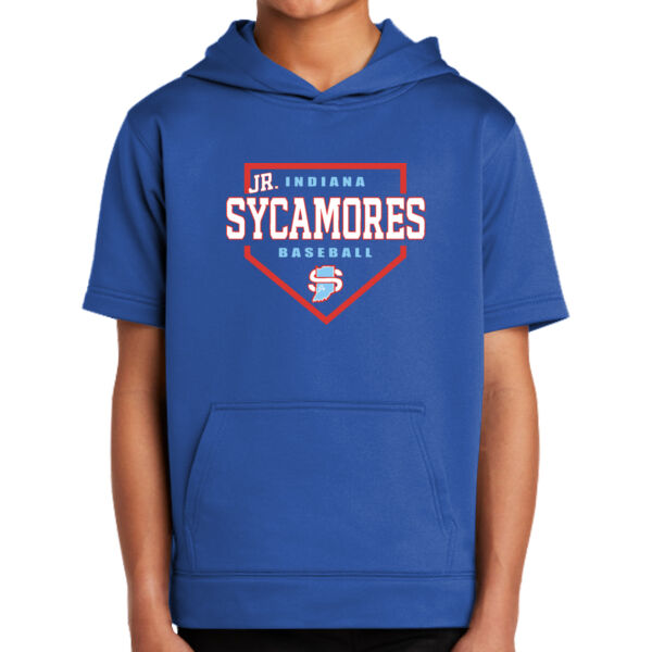 Jr. Sycamores Design 3 on a Sport-Tek ® - Youth Sport Wick ® Fleece Short Sleeve Hooded Pullover Thumbnail