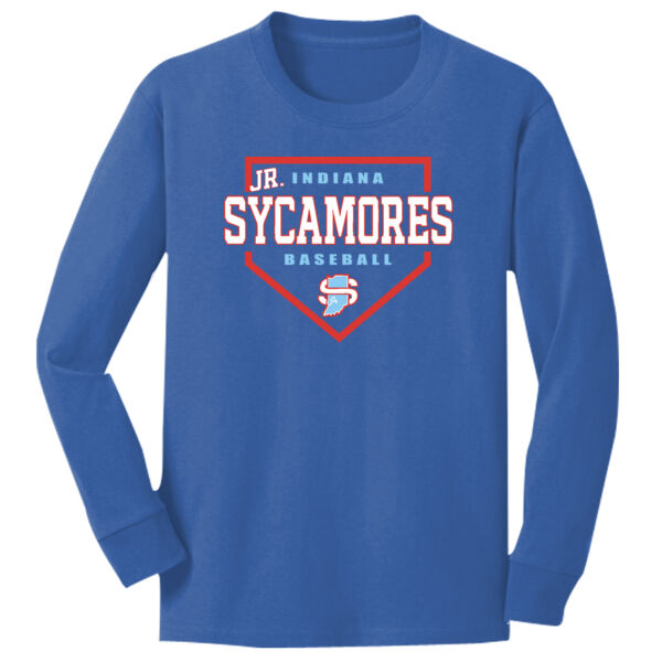 Jr. Sycamores Design 3 on a Port & Co ® - Youth Long Sleeve Core Cotton Tee Thumbnail