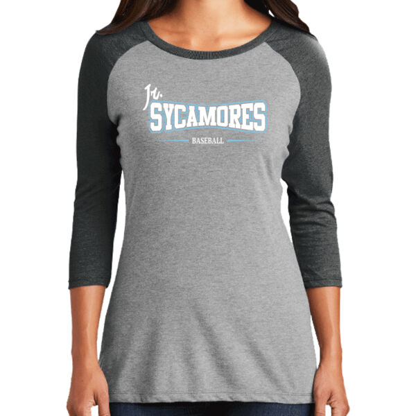 Jr. Sycamores Design 4 on a District ® - Women's Perfect Tri ® 3/4 Sleeve Raglan Thumbnail
