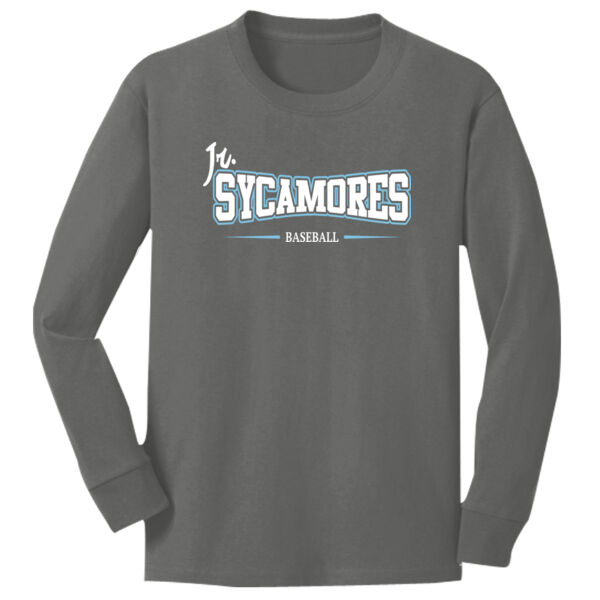 Jr. Sycamores Design 4 on a Port & Co ® - Youth Long Sleeve Core Cotton Tee Thumbnail