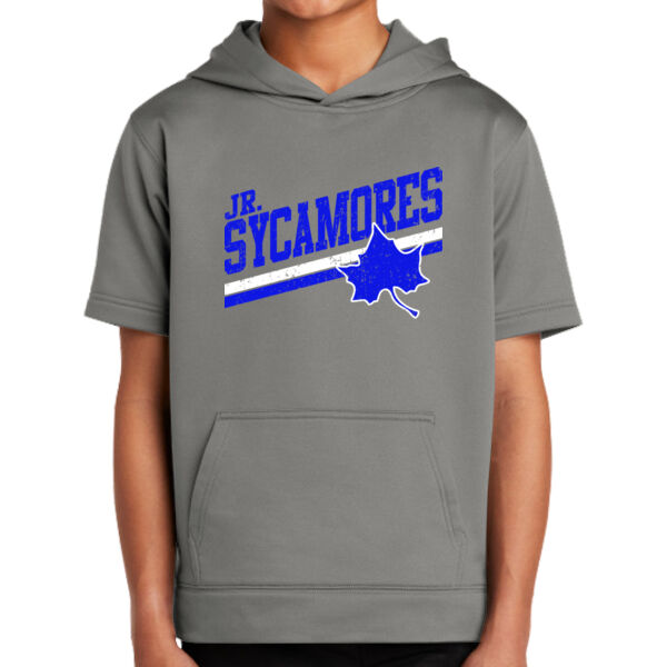 Jr. Sycamores Design 5 on a Sport-Tek ® - Youth Sport Wick ® Fleece Short Sleeve Hooded Pullover Thumbnail