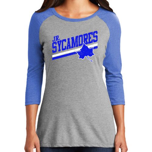 Jr. Sycamores Design 5 on a District ® - Women's Perfect Tri ® 3/4 Sleeve Raglan Thumbnail
