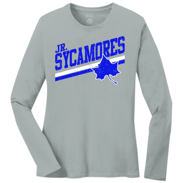 Jr. Sycamores Design 5 on a Port & Co ® - Women's Long Sleeve Core Cotton Tee Thumbnail
